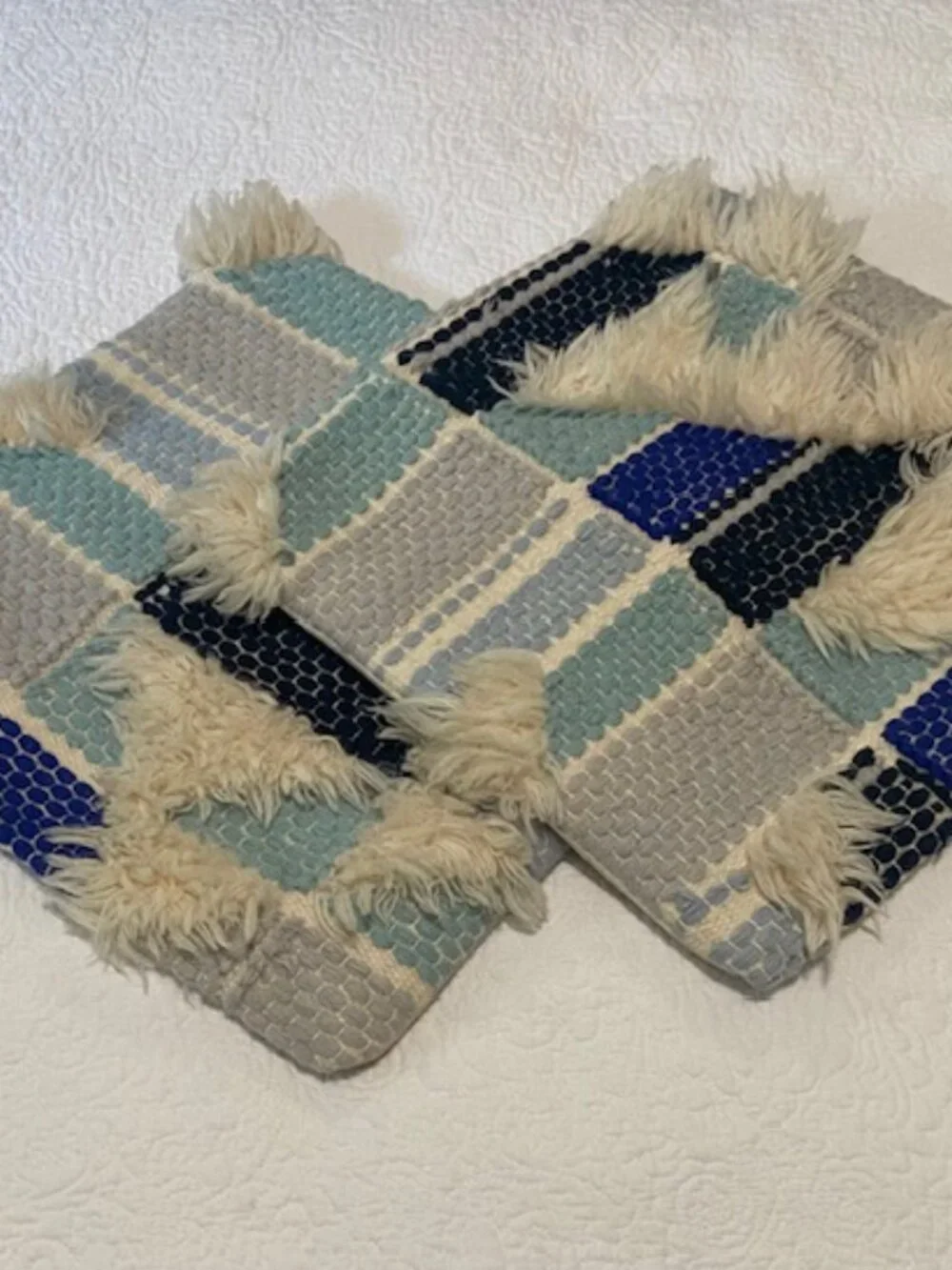2 WEST ELM Roar Rabbit Stacked Horizon Fringe Pillow Cover 20